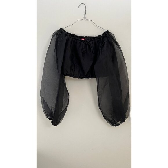 STAUD Tops - STAUD BLACK CROPPED BLOUSE S